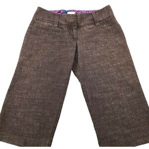Y2K Vintage Cropped Capri Studio Y Pants‎ Women's 1/2 Brown Stretch Slim Fit